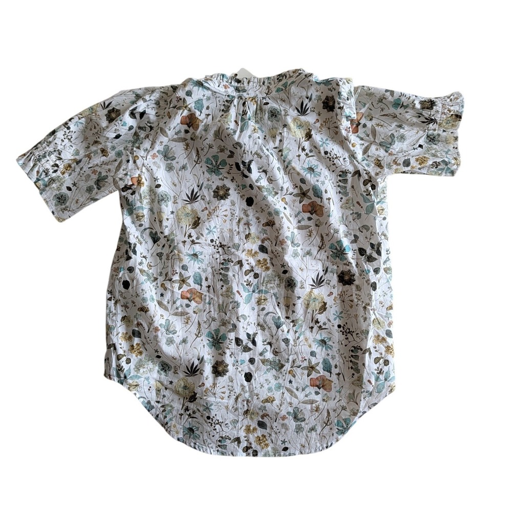 LaRoque NWT Gia Top Floral Ruffle‎ Neck Puff Sleeve Blouse White Multi- M - Picture 3 of 7